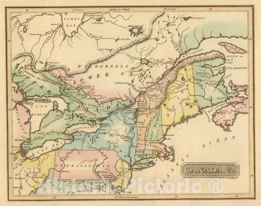 Historic Map : World Atlas Map, Canada &c. 1822 - Vintage Wall Art