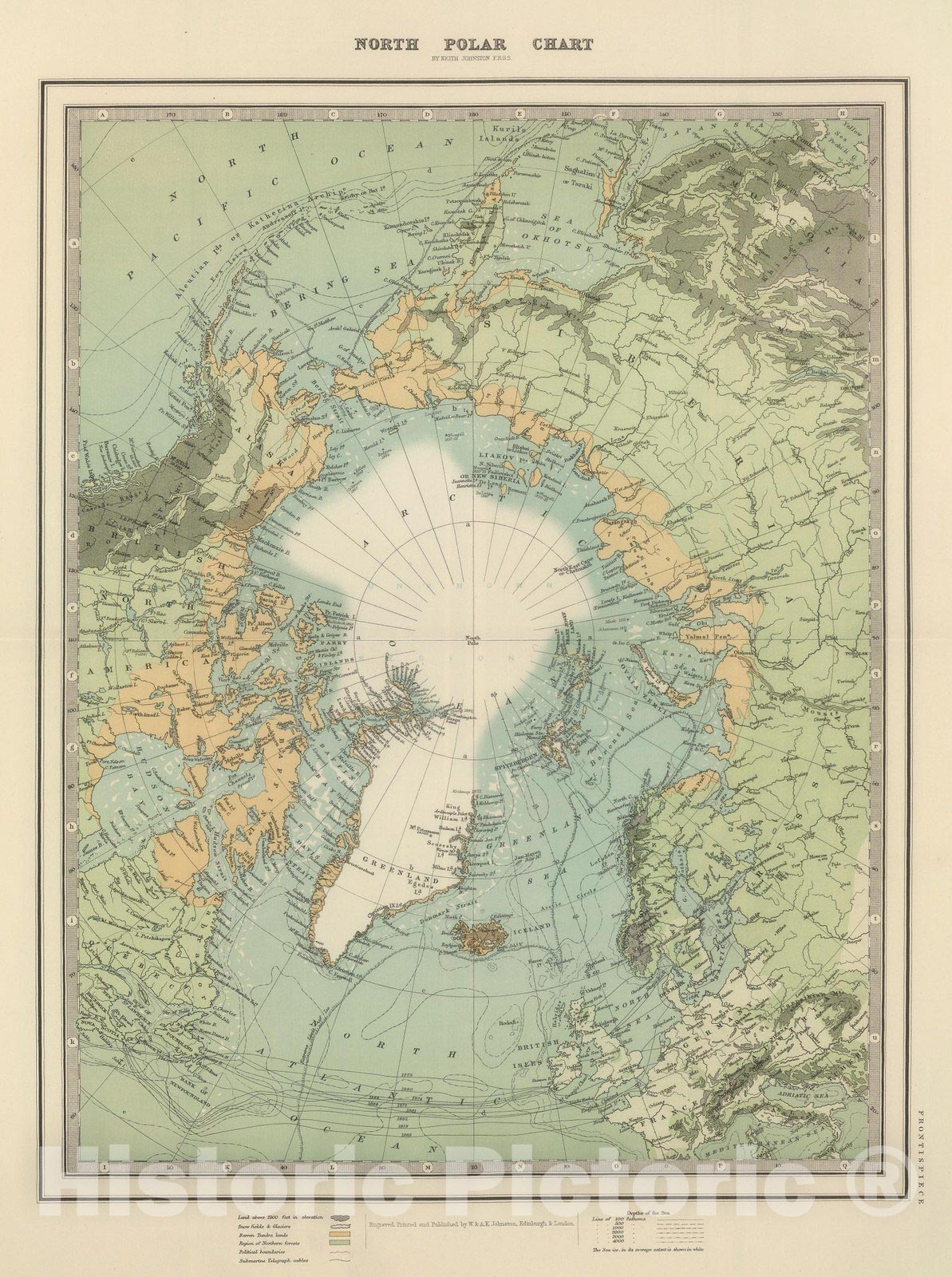 Historic Map : World Atlas Map, Frontispiece: North Pole Chart. 1893 - Vintage Wall Art