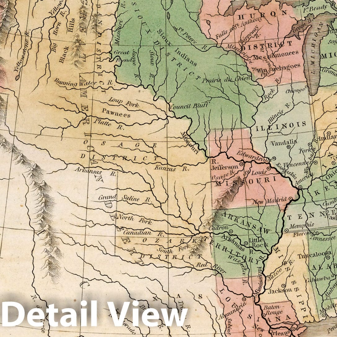 United States - River Map, 1838 - Historical Map Print