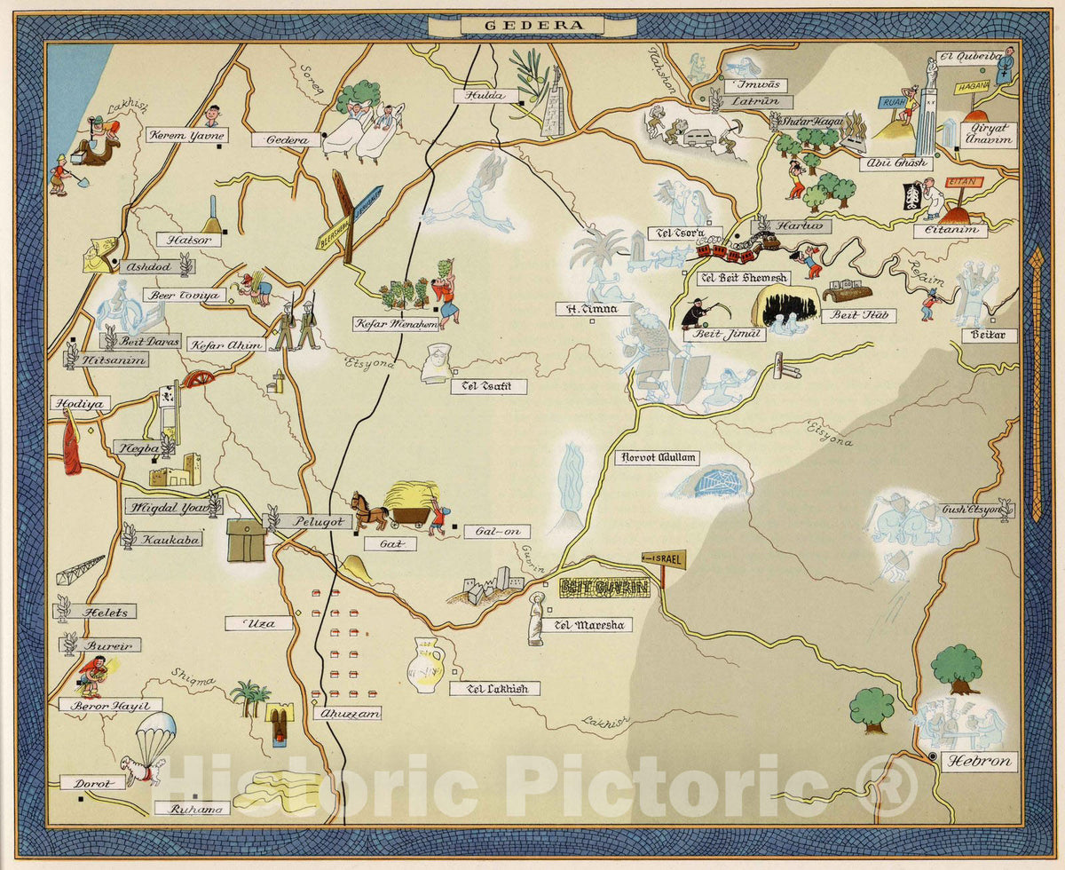 Historic Map : Gedera 1957 - Vintage Wall Art