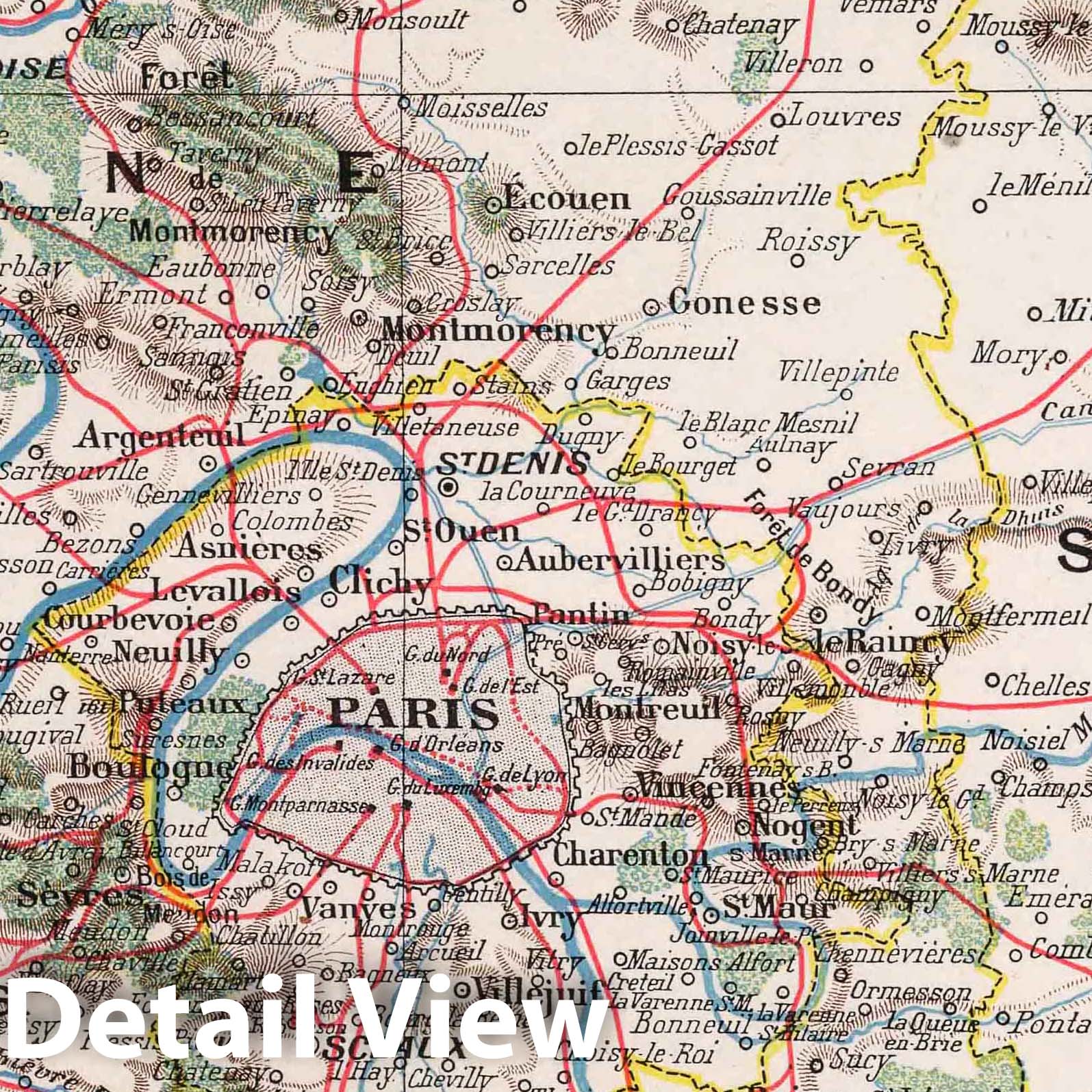 Environs de Paris, 1900 - Historical Map Print