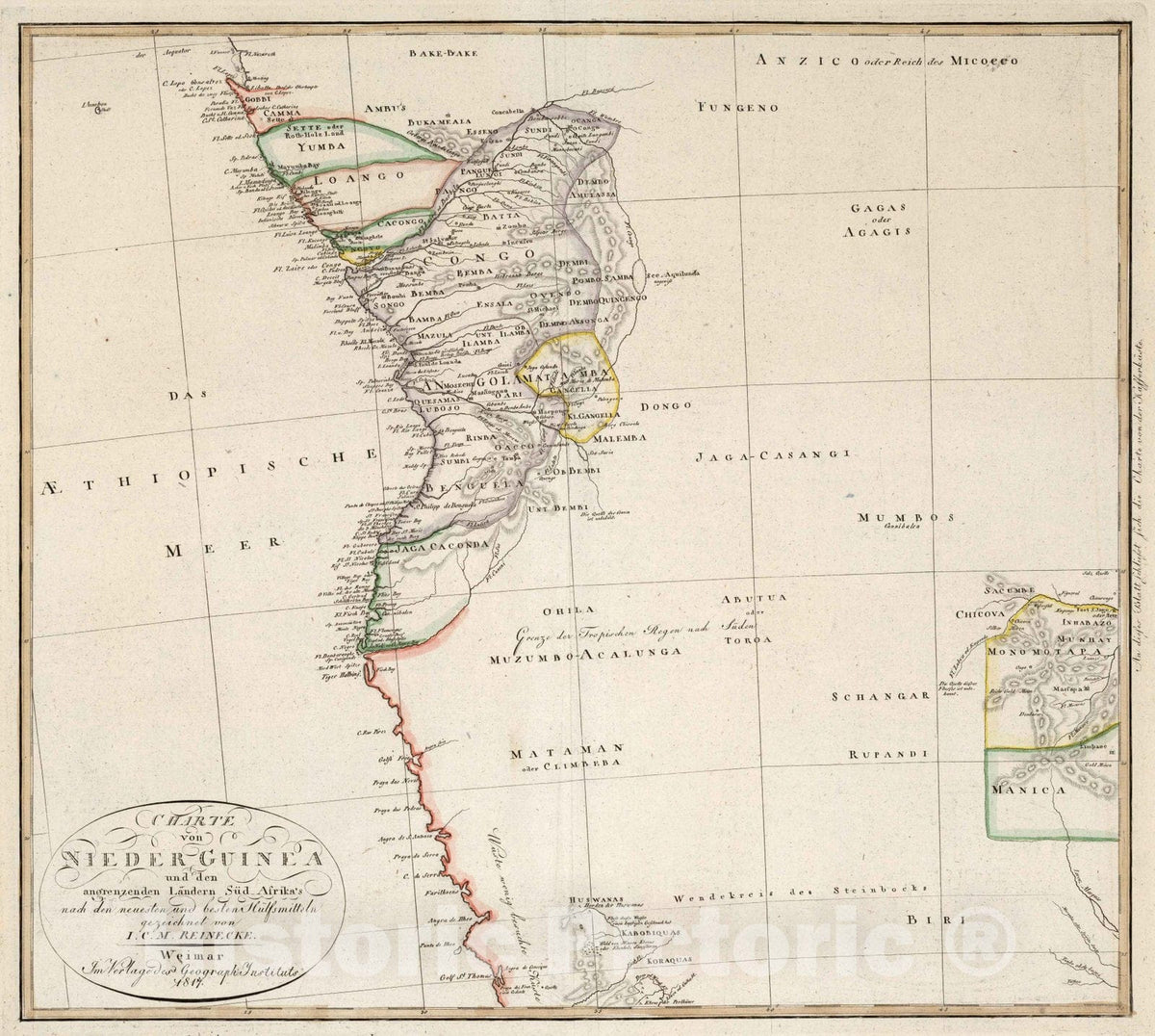 Historic Map : Congo,LII. Congo. Angola. 1817 , Vintage Wall Art