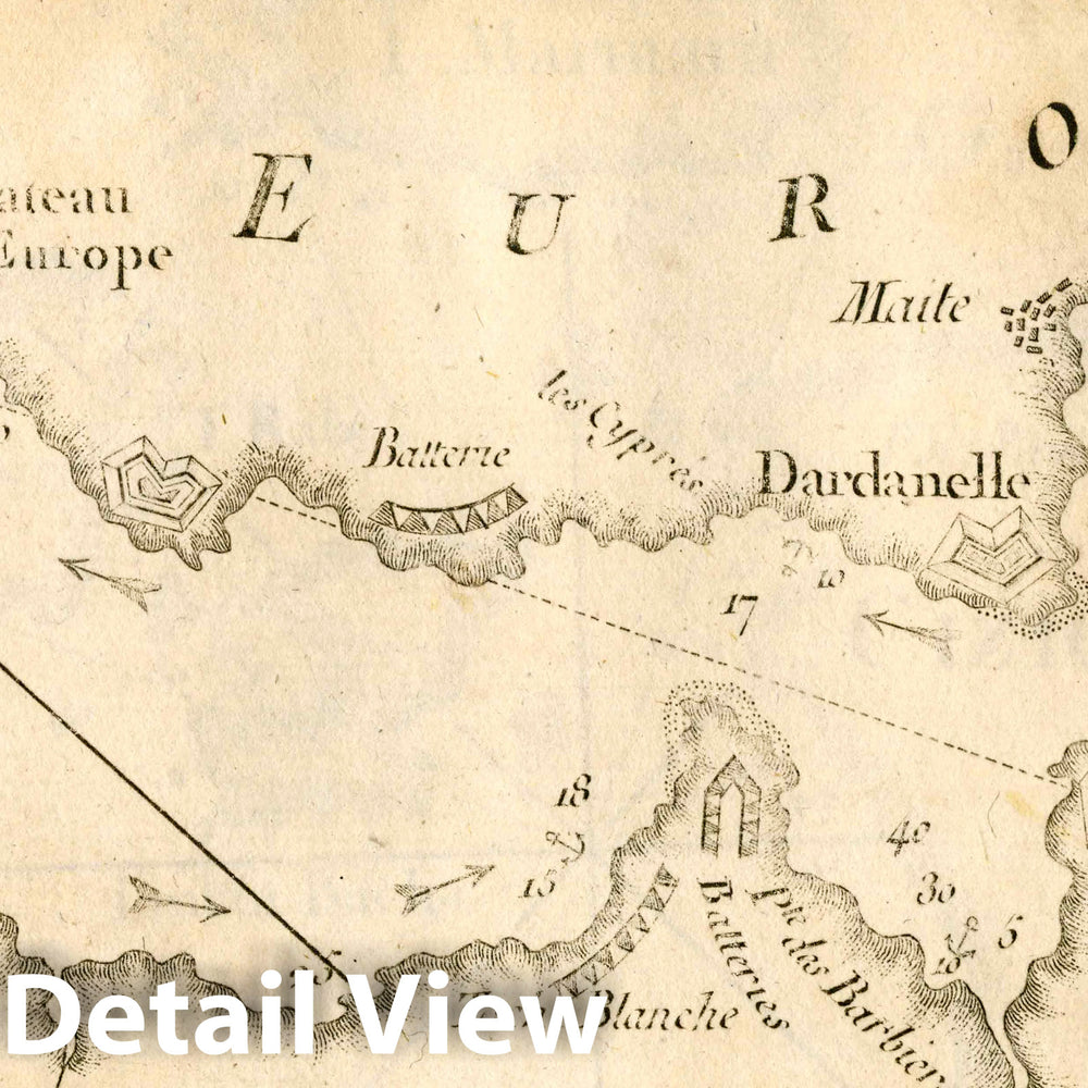 Historic Wall Map : Chart Map, Pl. 98. Dardanelles, Turkey. 1764 - Vintage Wall Art