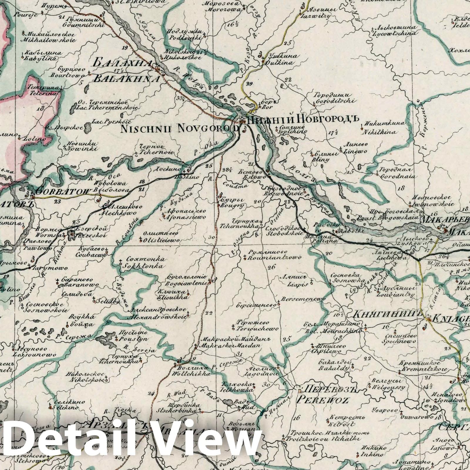 Nizhny Novgorod Governorate, Russia - Road Map, 1829