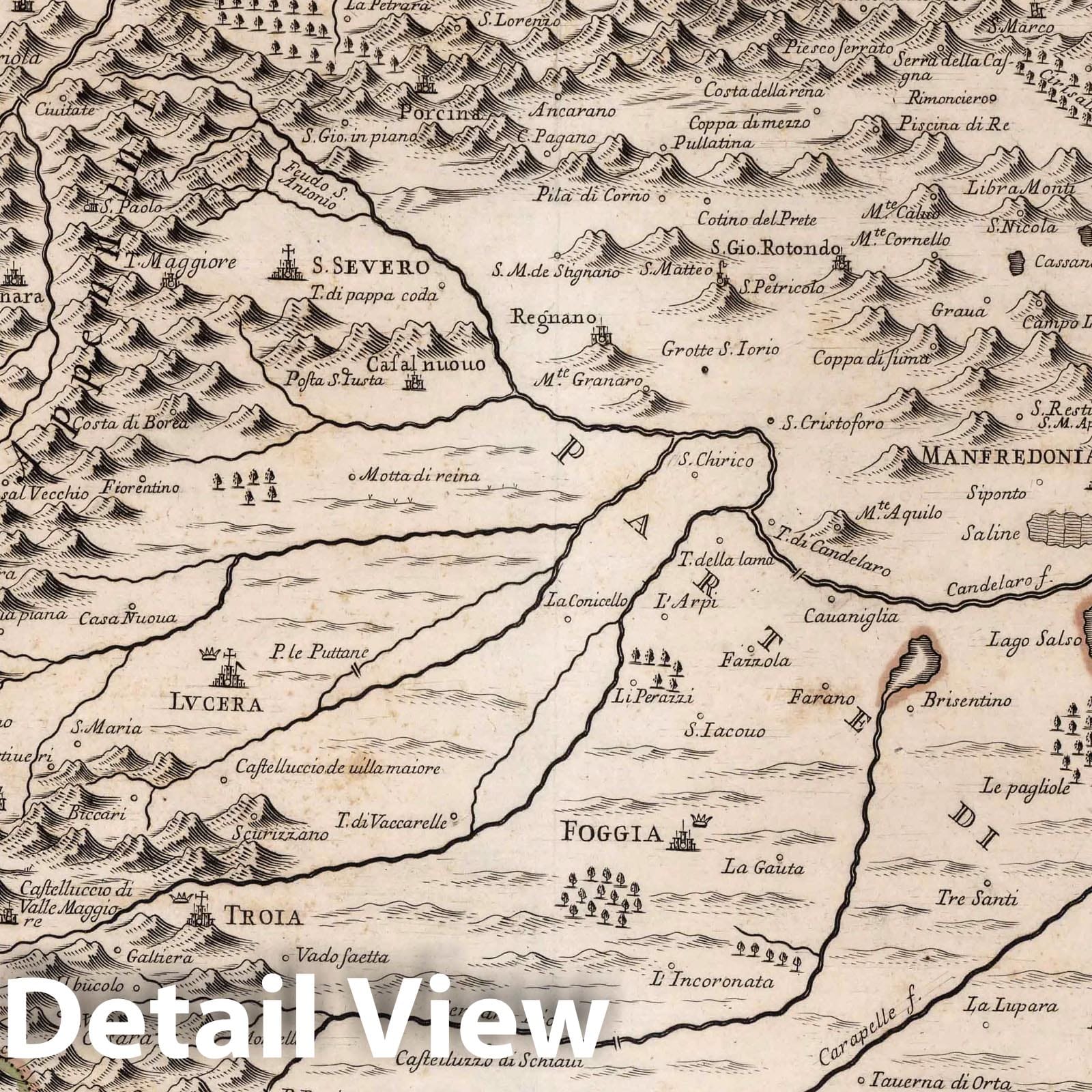 Capitanata Province - River Map, 1714 - Historical Map Print