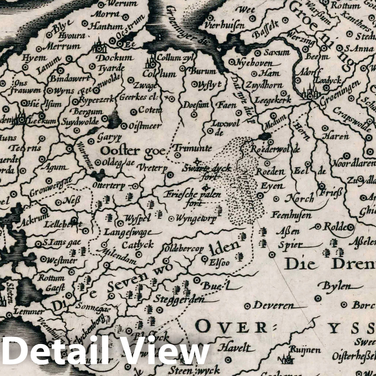 West Friesland - River Map, 1636 - Historical Map Reproduction