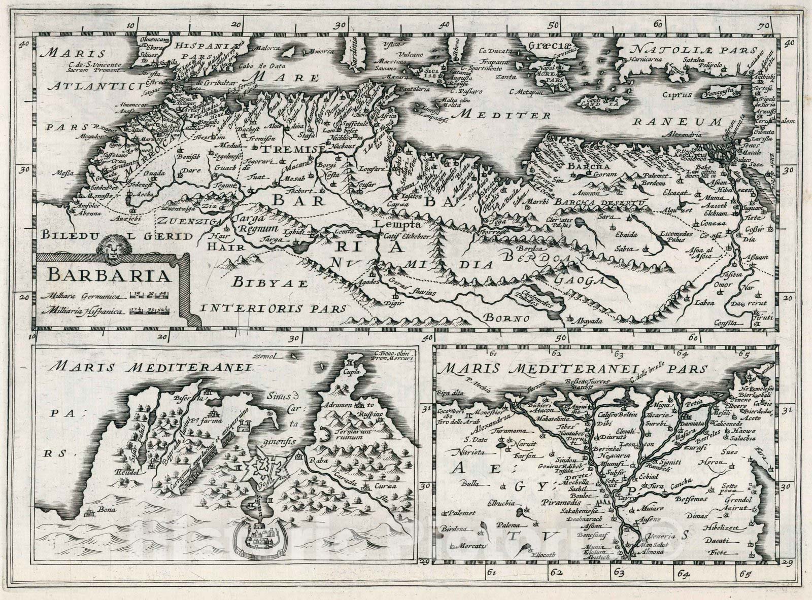 Historic Map : World Atlas Map, Barbaria 1636 - Vintage Wall Art
