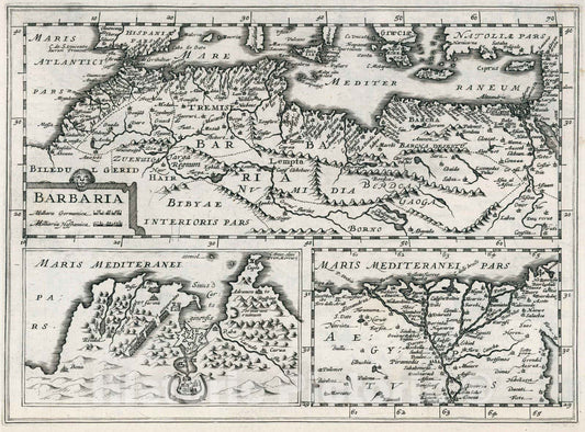 Historic Map : World Atlas Map, Barbaria 1636 - Vintage Wall Art