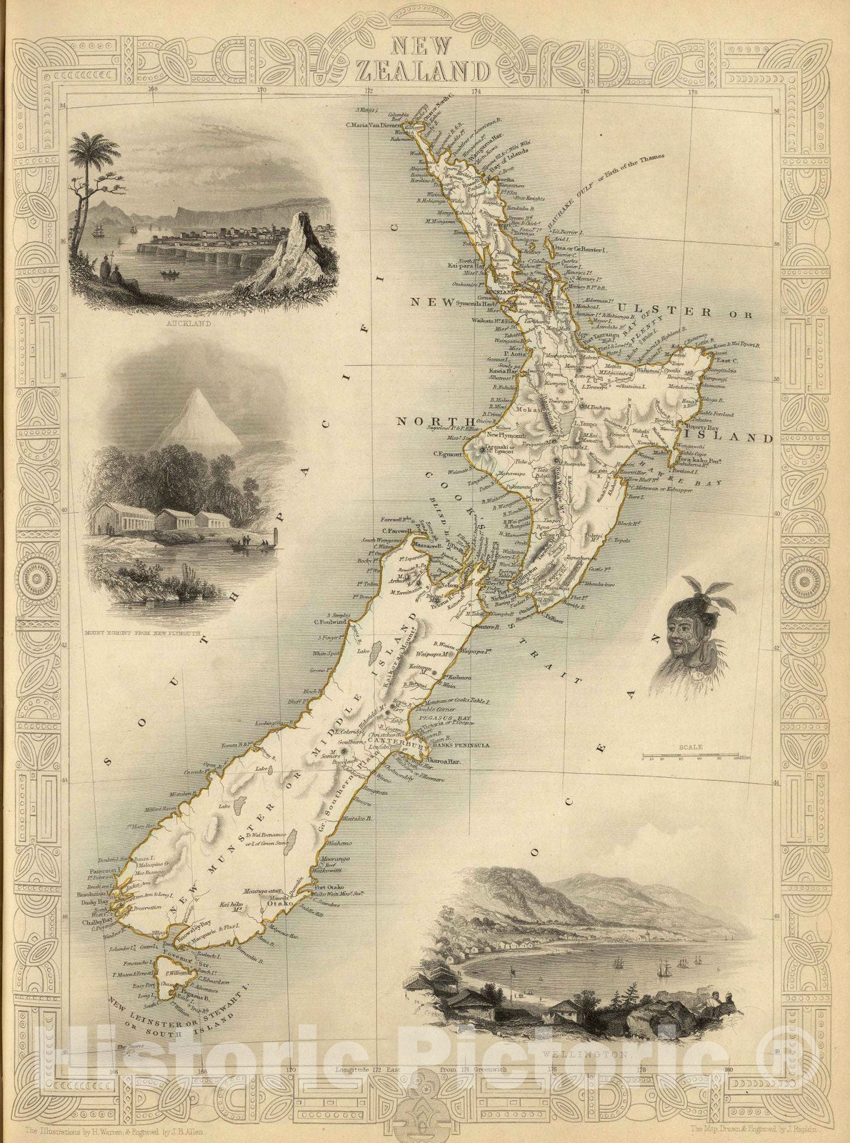 New Zealand, 1851 - Historical Map Print