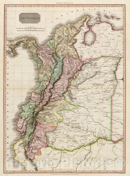 Historic Map : World Atlas Map, New Grenada. 1811 - Vintage Wall Art