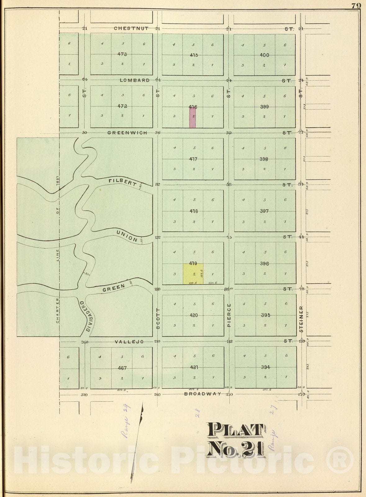 Historic Map : City Atlas Map, Plat 21 [San Francisco 1876 - Vintage Wall Art
