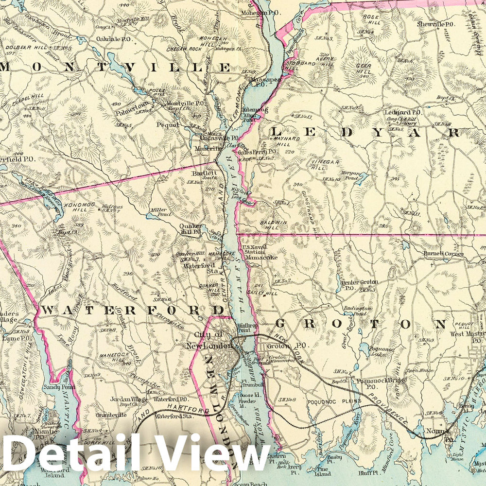 Historic Map : State Atlas Map, New London Co. S. 1893 - Vintage Wall Art