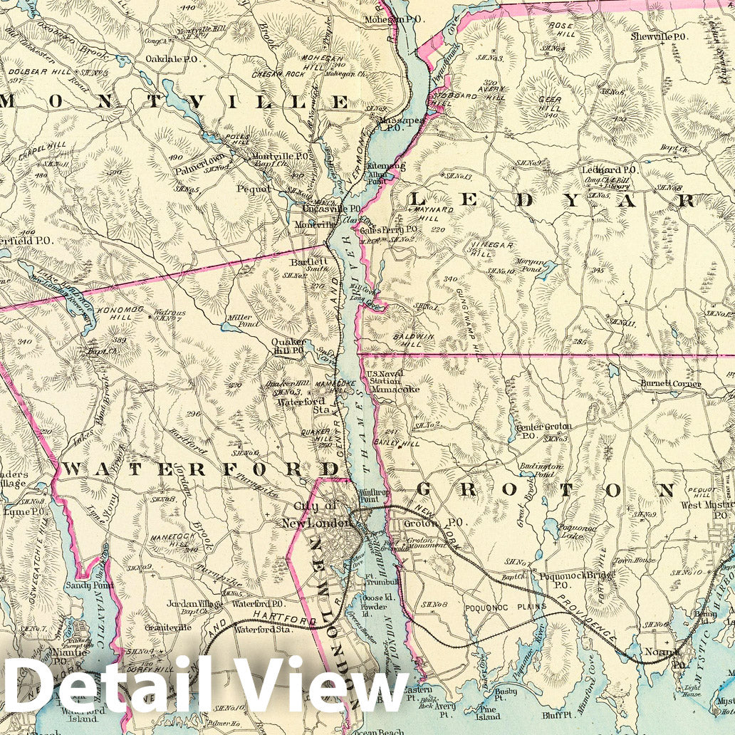 New London County, Connecticut - Railroad Map, 1893