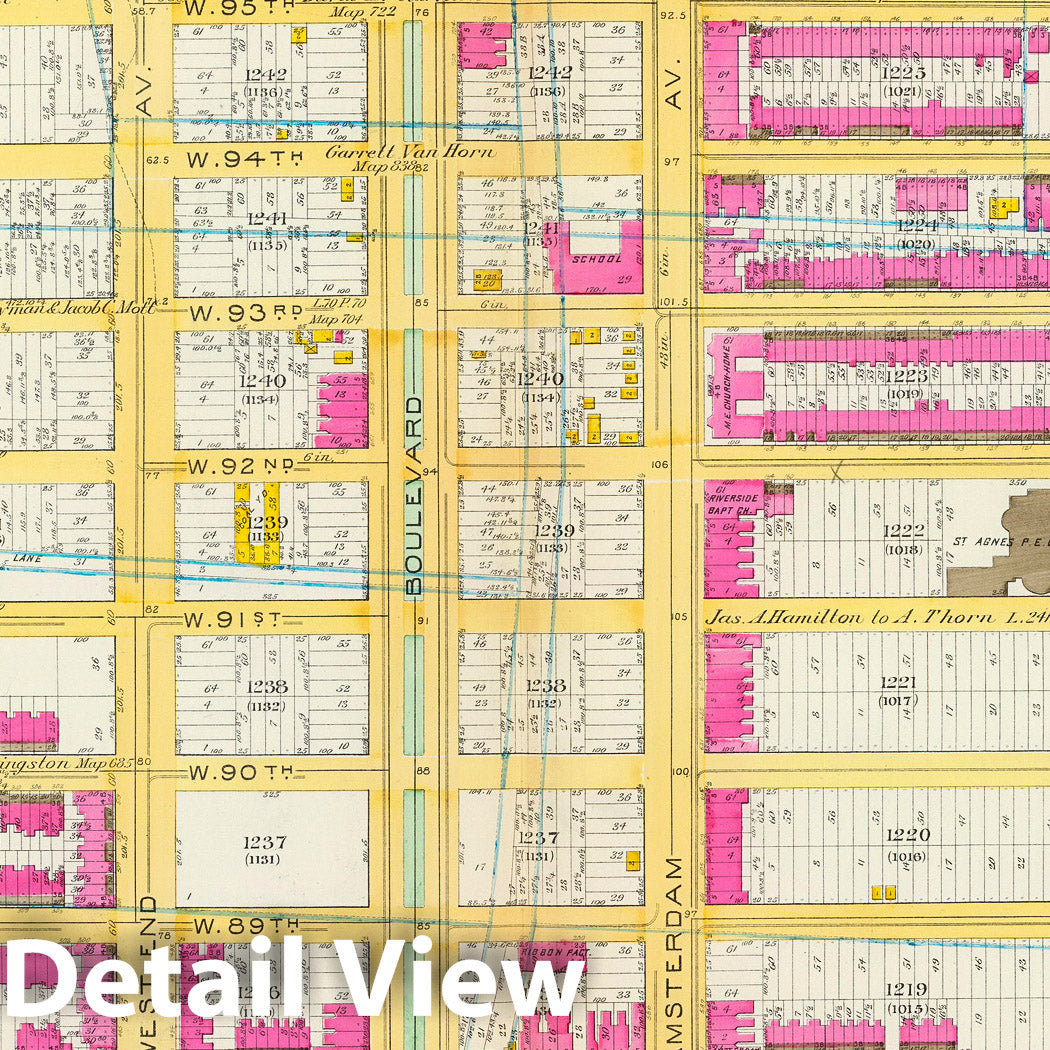 Ward 12, Manhattan - Fire Insurance Map, 1891 - Historical NYC Print