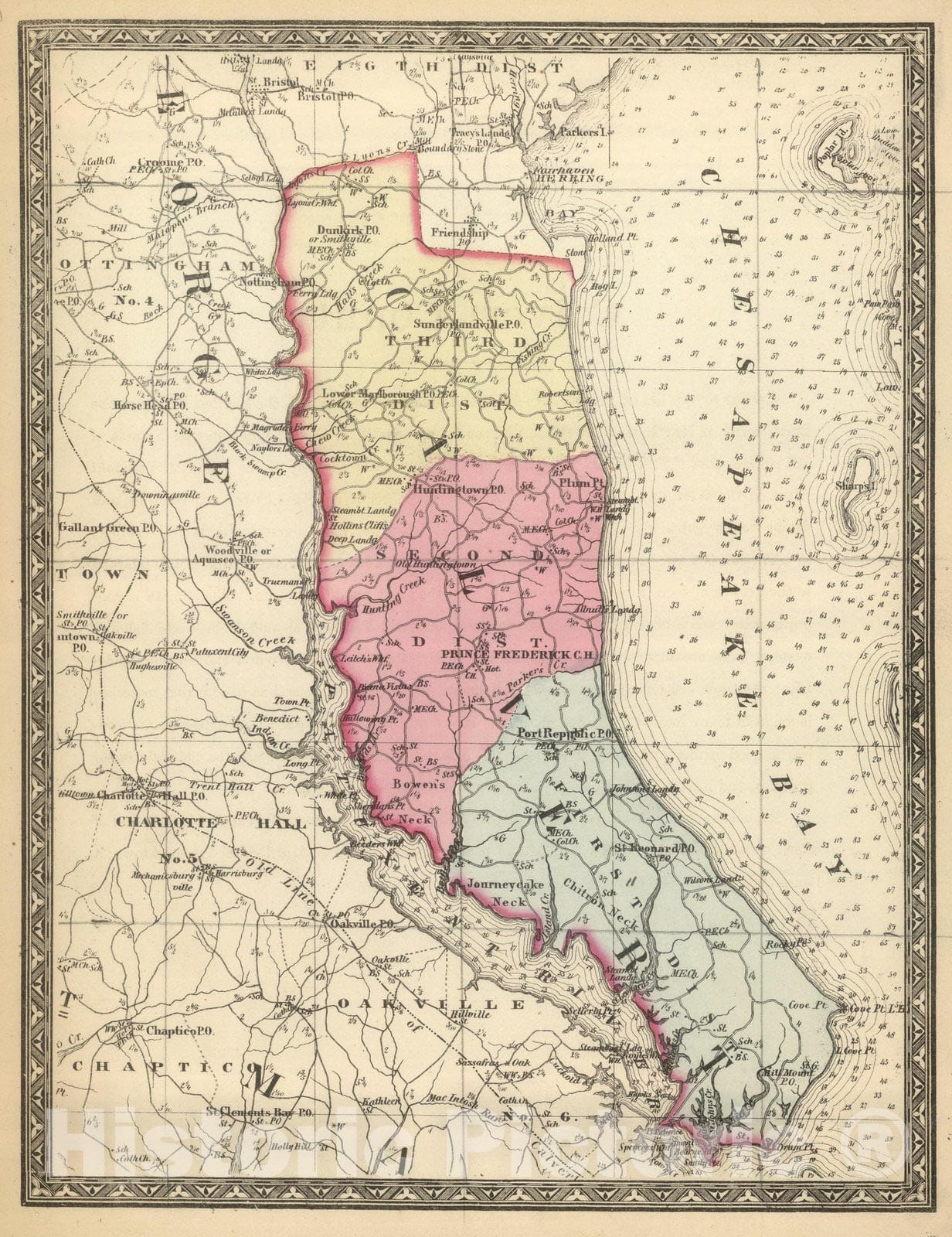Historic Map : State Atlas Map, Calvert. 1866 - Vintage Wall Art