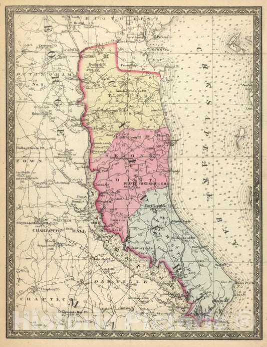 Historic Map : State Atlas Map, Calvert. 1866 - Vintage Wall Art