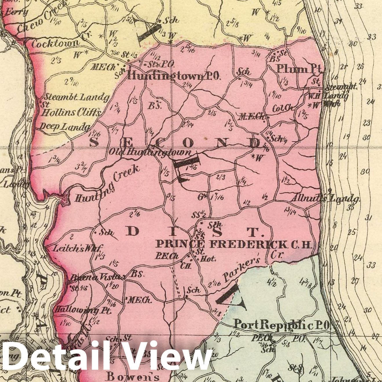 Calvert County, Maryland - Nautical Chart, 1866 - Historical Map Print