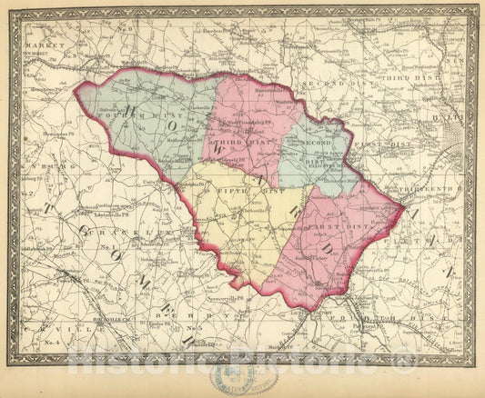 Historic Map : State Atlas Map, Howard. 1866 - Vintage Wall Art