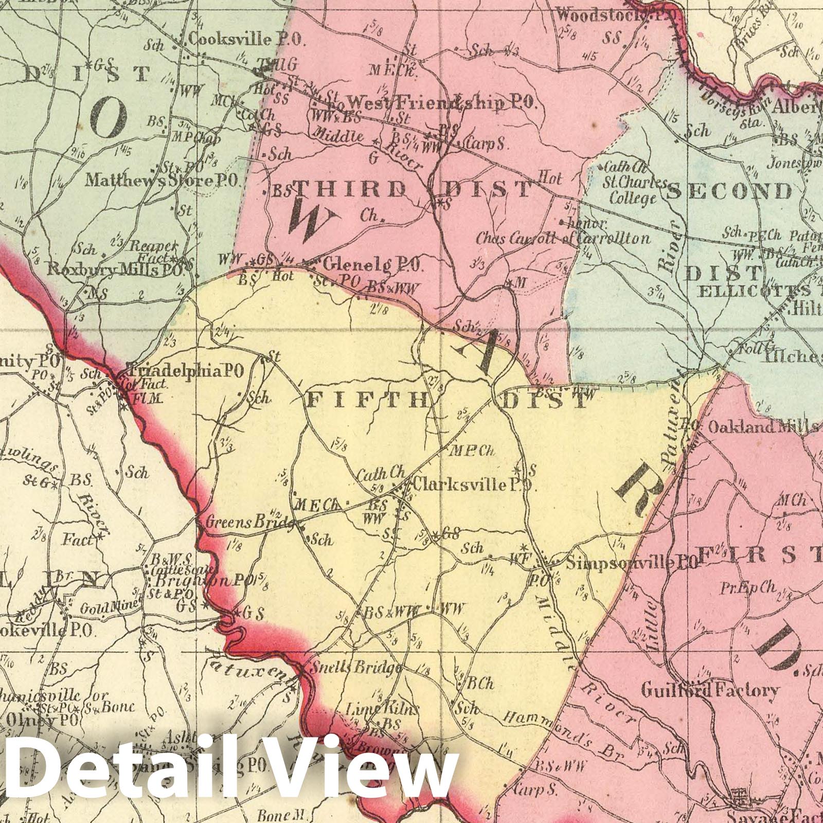 Historic Map : State Atlas Map, Howard. 1866 - Vintage Wall Art