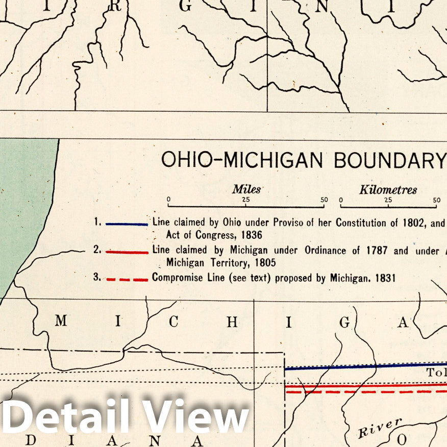 Colonial and State Boundary Disputes: Maryland, Ohio-Michigan, Missouri-Iowa - Plate 98, 1932
