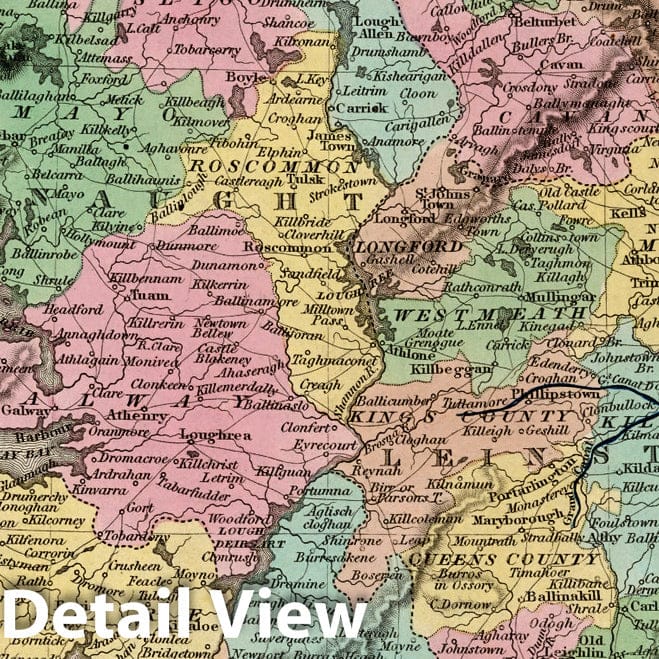 Ireland, 1842 - Historical Map Print from Tanner's Universal Atlas