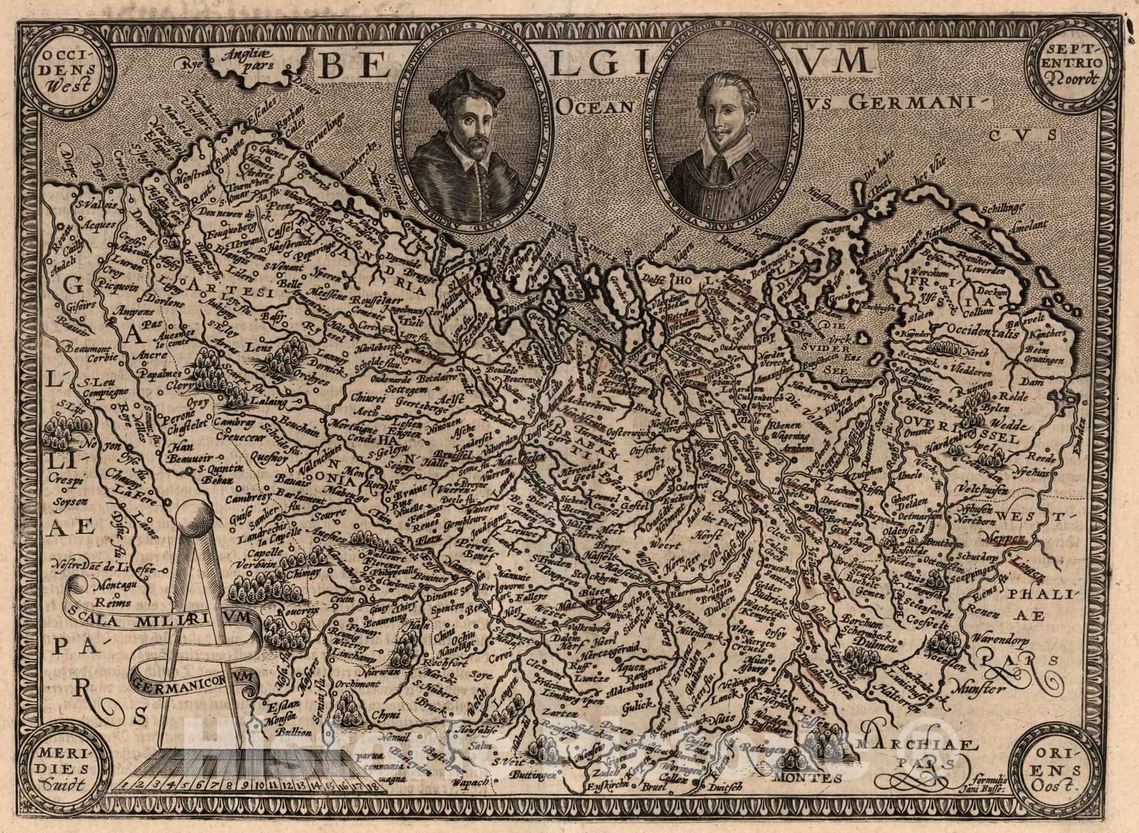 Historic Map : World Atlas Map, 40. Belgium. 1600 - Vintage Wall Art