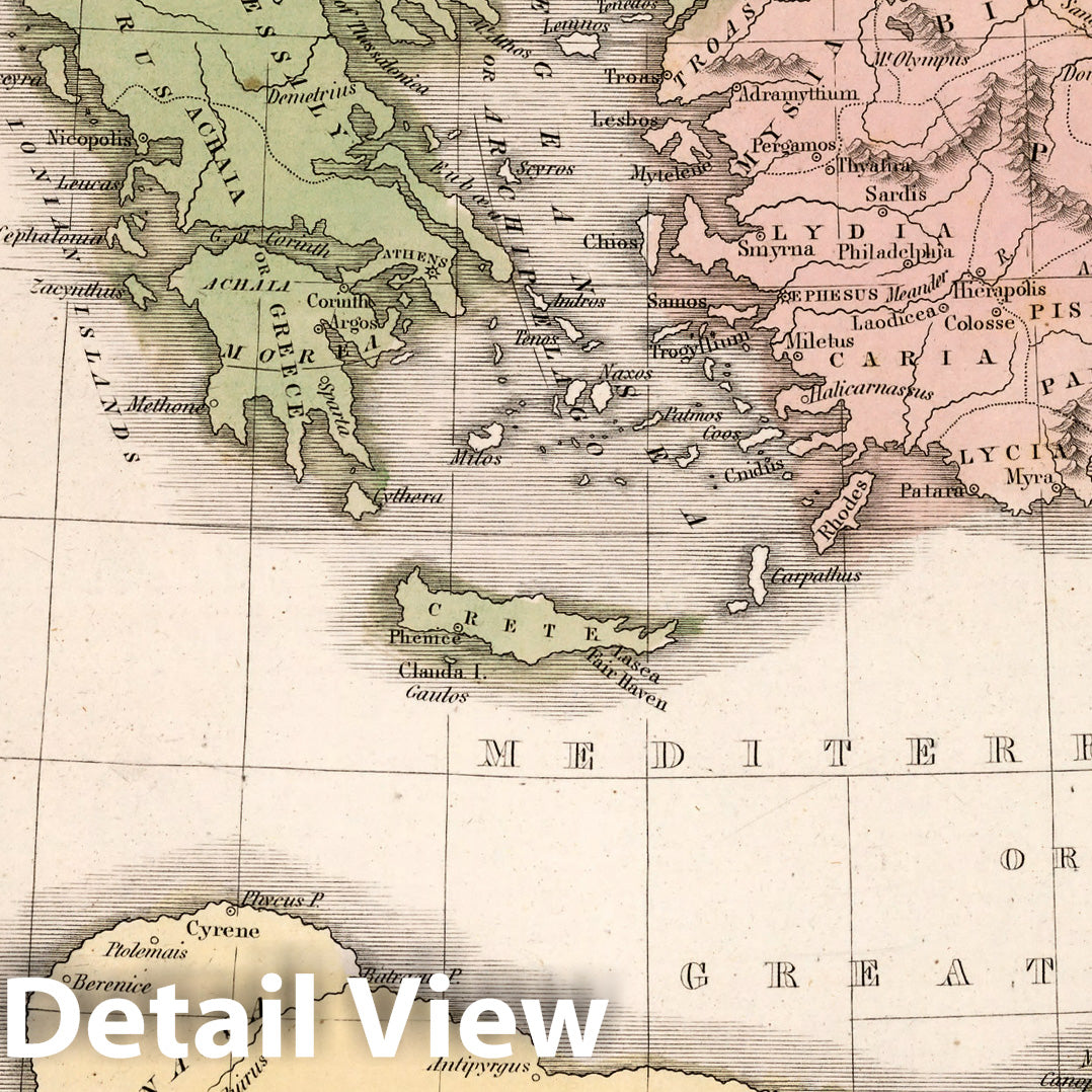 Asia Minor and the Adjacent Countries - River Map, 1838 - Historical Map Print
