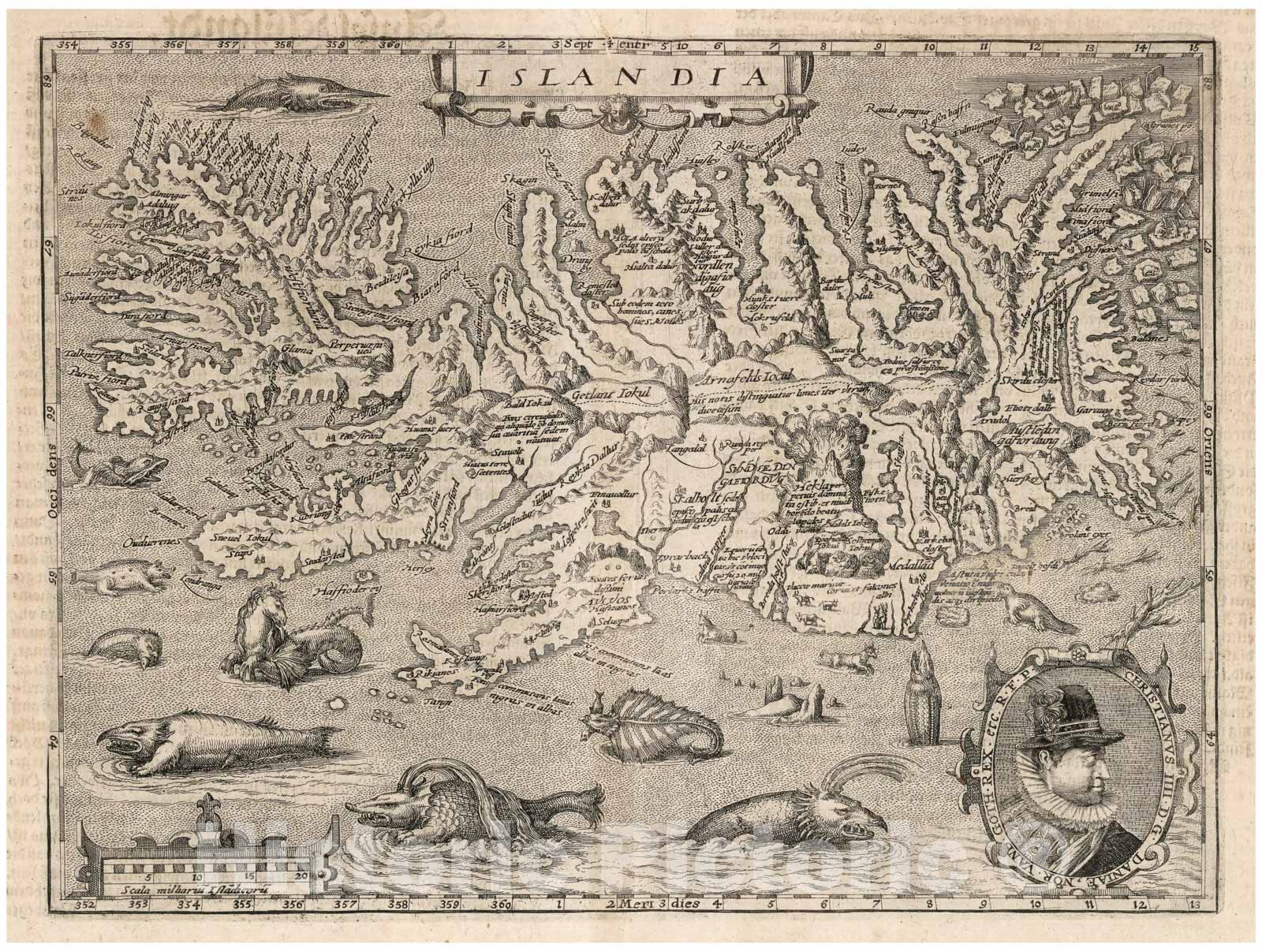 Historic Map : Iceland,76. Islandia (Iceland). 1600 , Vintage Wall Art