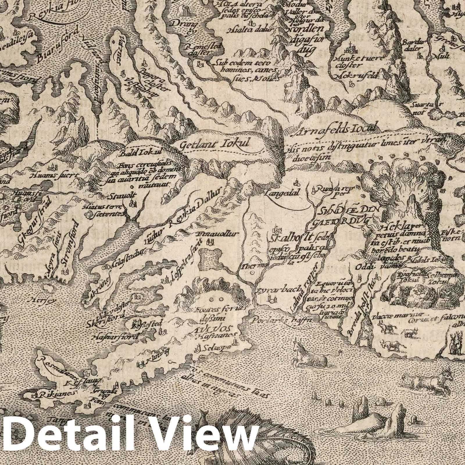 Iceland, 1600 - Historical Map Print from Geographisch Handtbuch