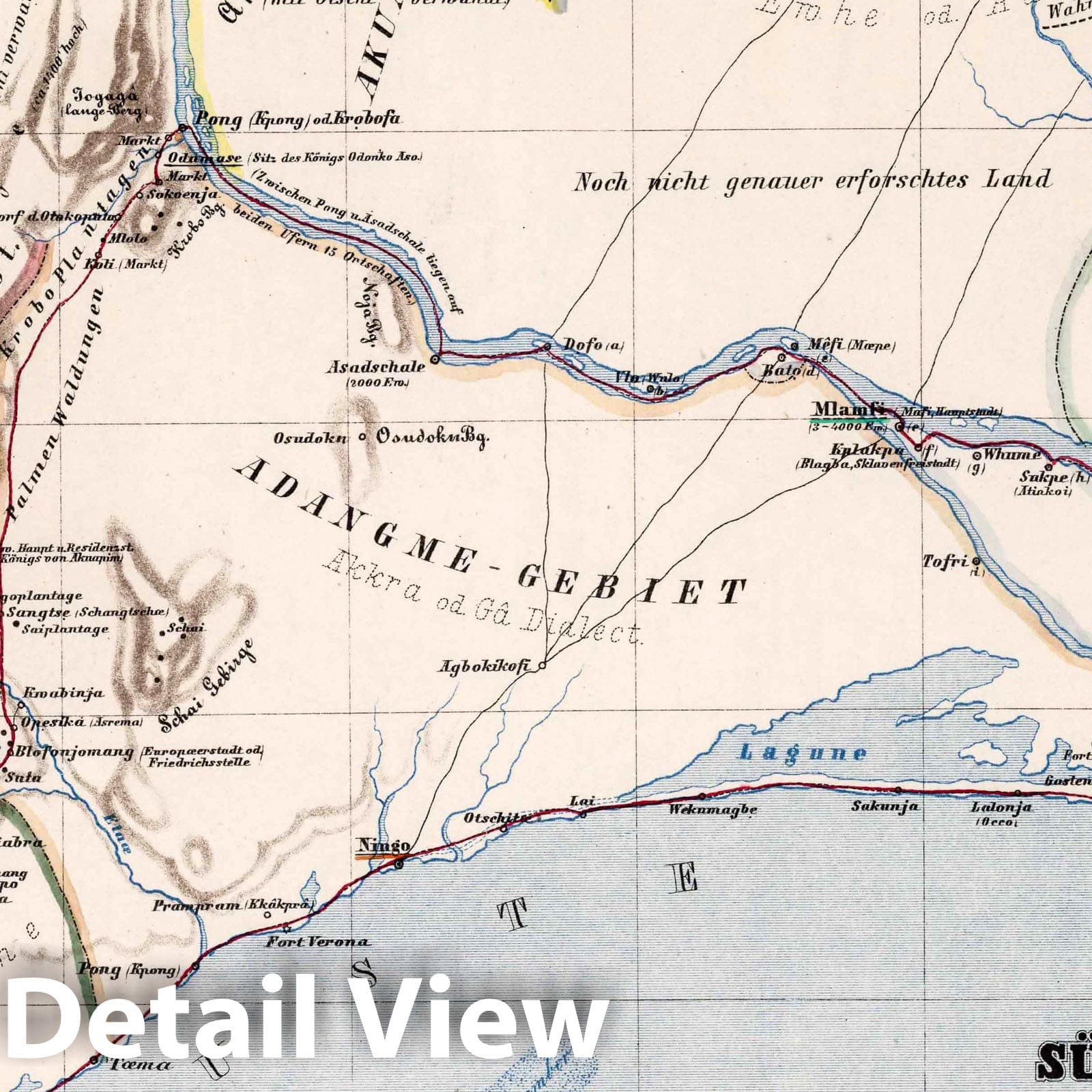 Southern Wolta Area, Gold Coast of West Africa, 1859 - Historical Map Print