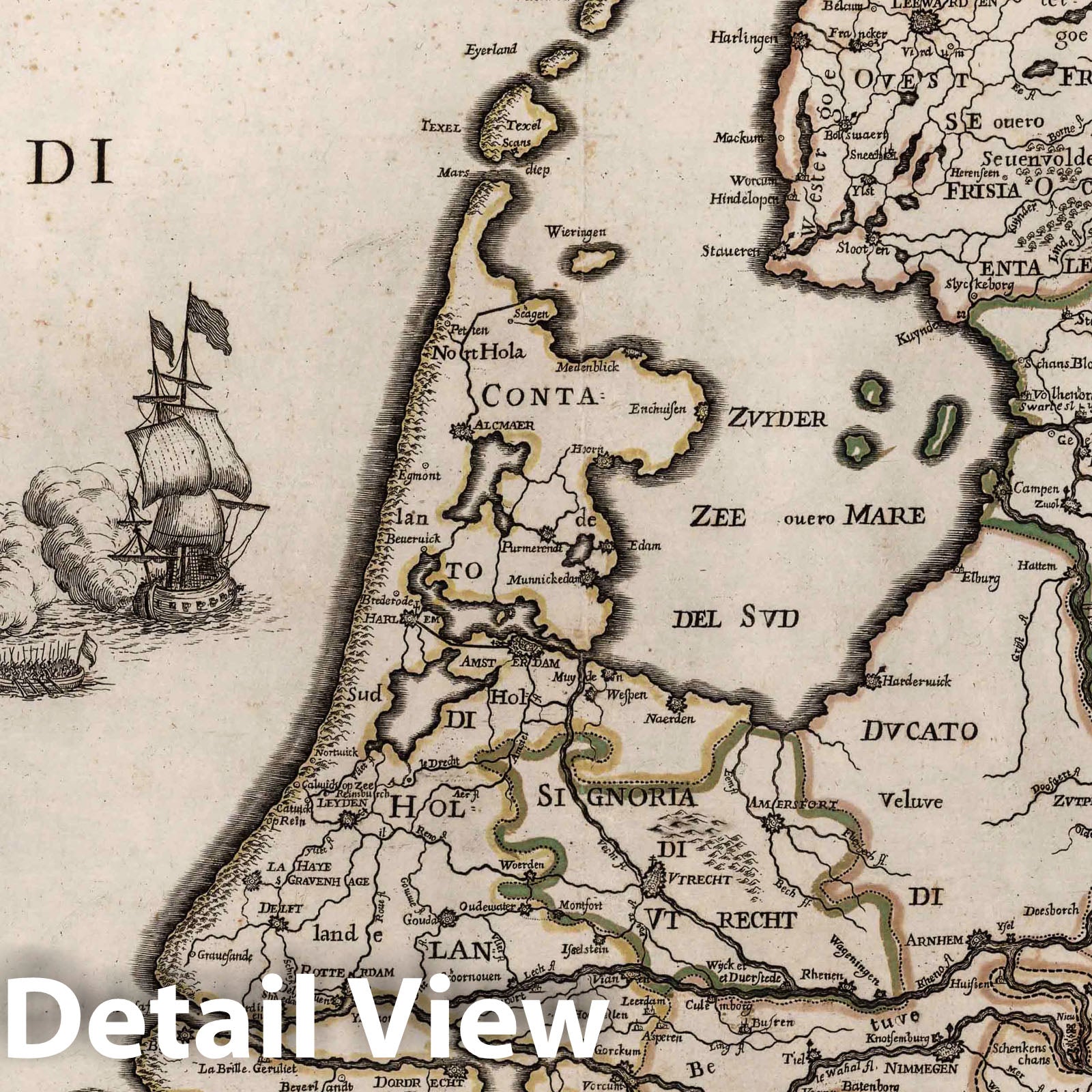 United Provinces of the Netherlands - River Map, 1702 - De Rossi Atlas Print