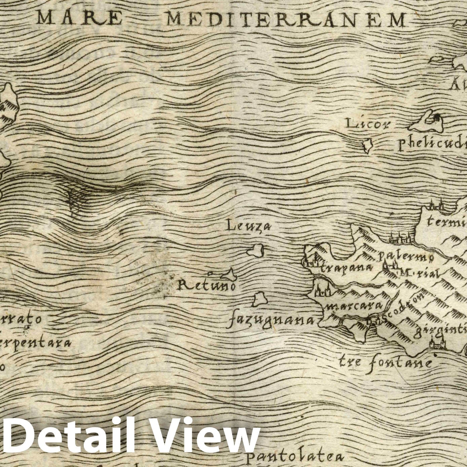 Sicily and Sardinia - Route Map, 1548 - Historical Map Print
