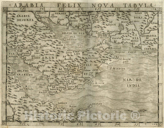 Historic Map : World Atlas Map, Arabia Felix Nova tabula 1548 - Vintage Wall Art