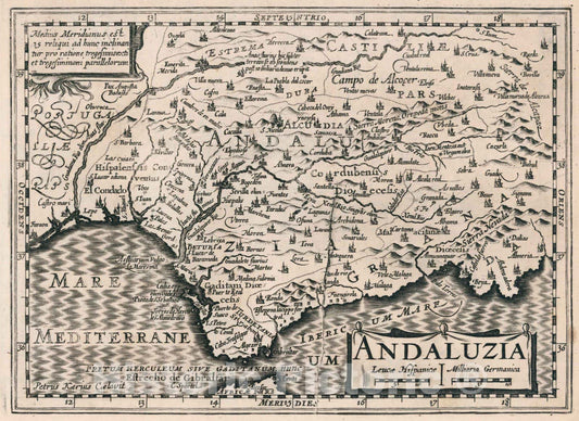 Historic Map : Spain,Andaluzia 1636 , Vintage Wall Art
