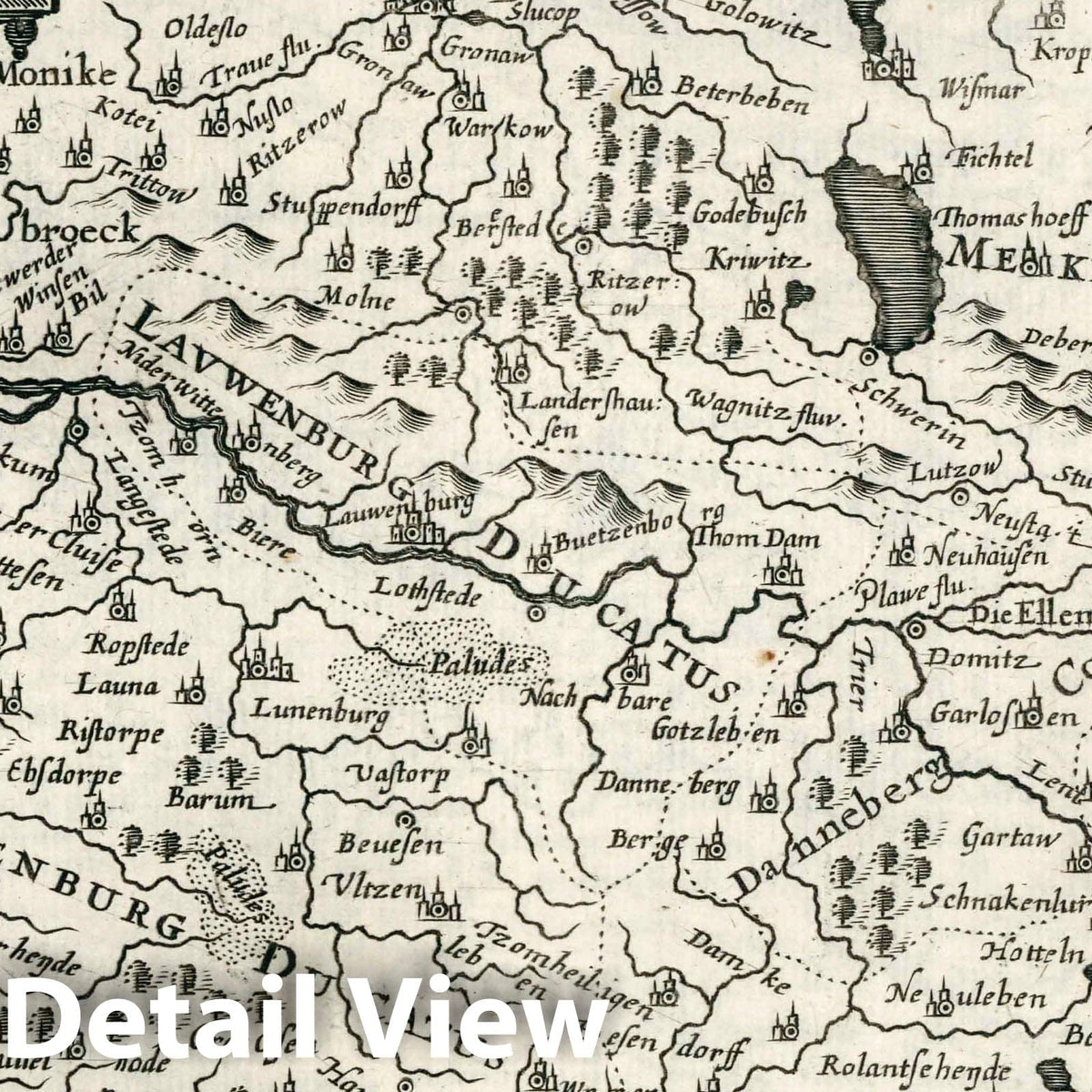 Lower Saxony and Mecklenburg - River Map, 1636 - Historical Map Reproduction