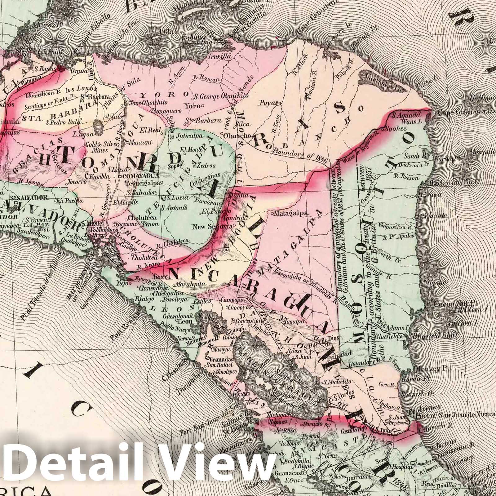 Central America - Survey Map, 1874 - Historical Map Print