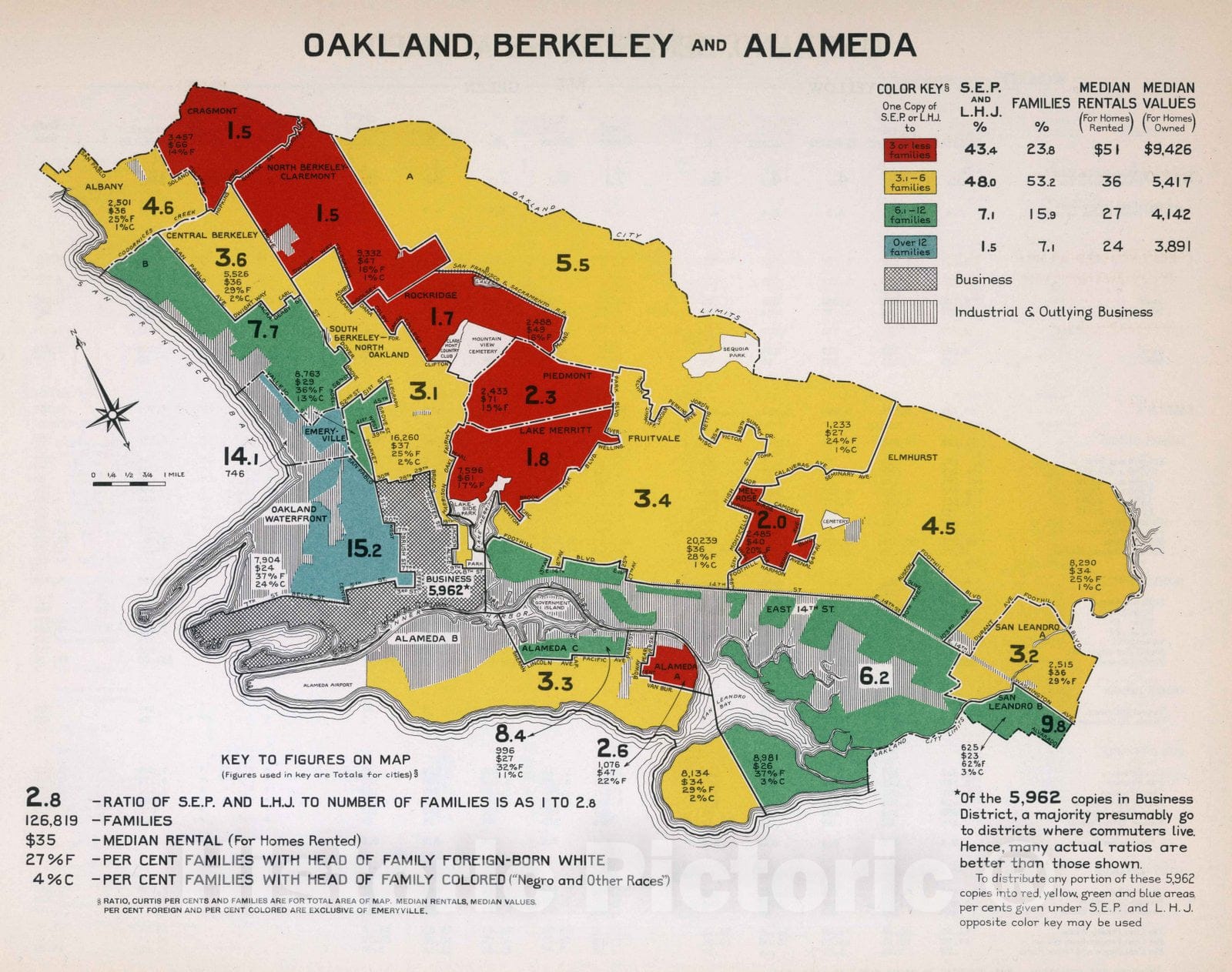 Historic Map : Oakland, Berkeley and Alameda. 1932 - Vintage Wall Art