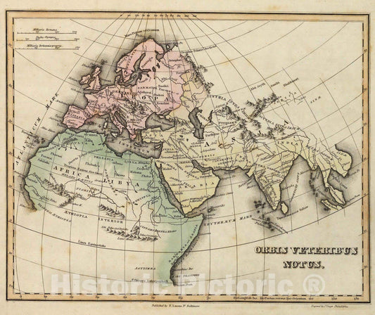 Historic Map : World Atlas Map, Orbis Veteribus Notus. 1823 - Vintage Wall Art