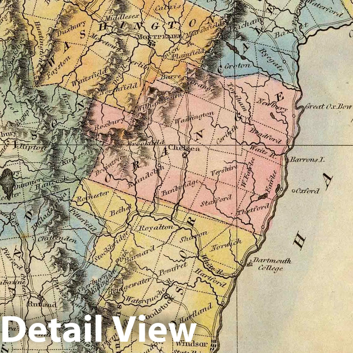 Vermont - River Map, 1823 - Historical Map Print