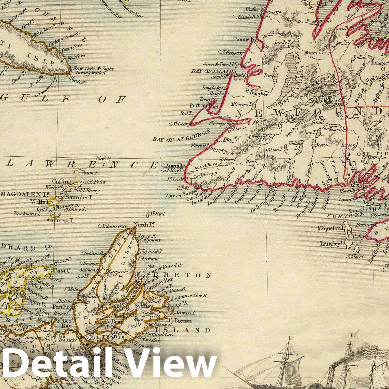 Nova Scotia and Newfoundland, 1851 - Historical Map Print
