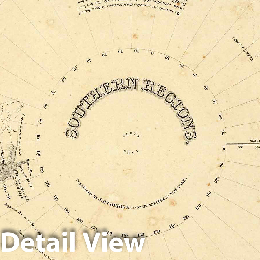 Antarctica - Route Map, 1856 - Colton's Atlas Historical Map Print