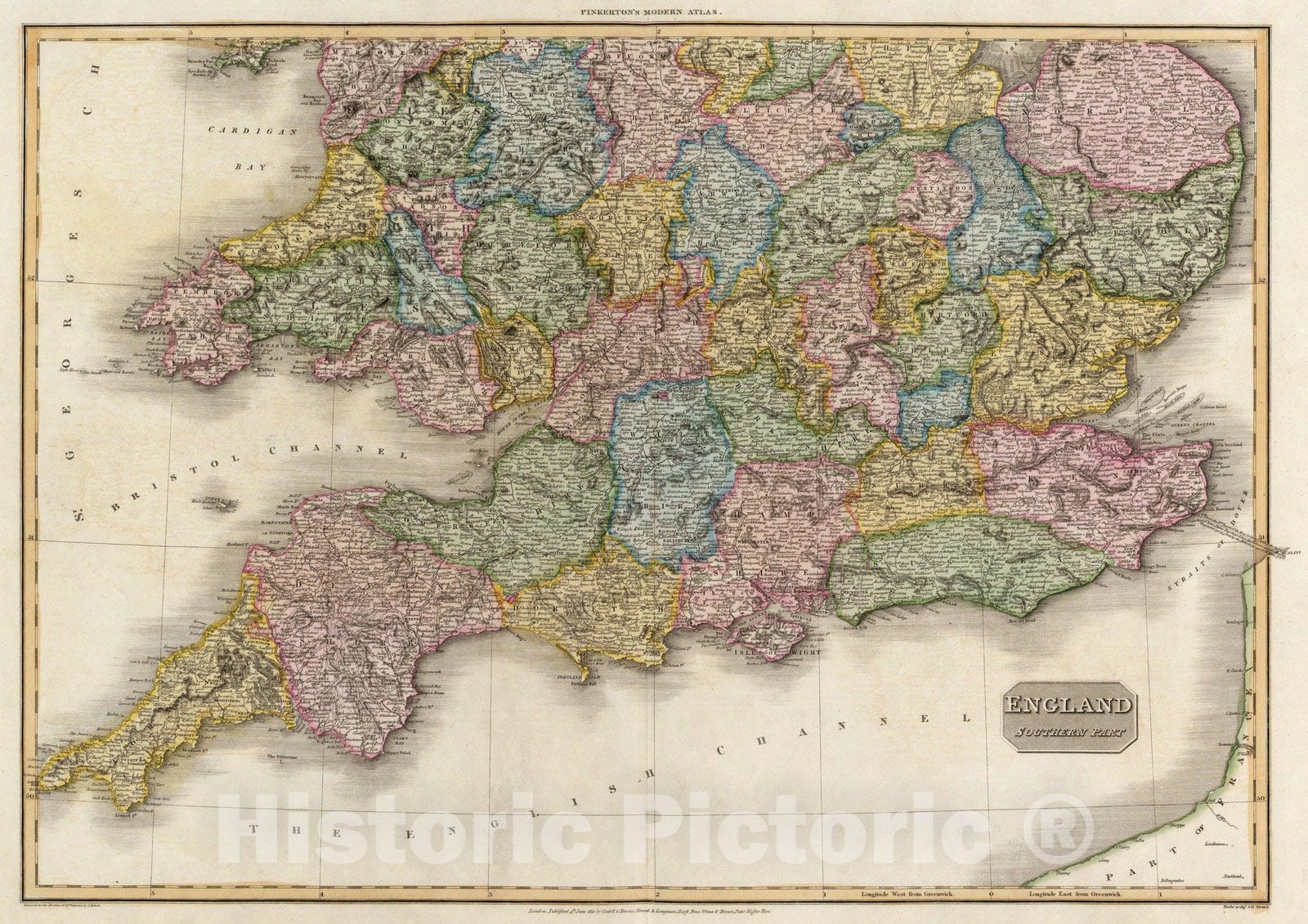 England, Southern Part, 1811 - Historical Map Print