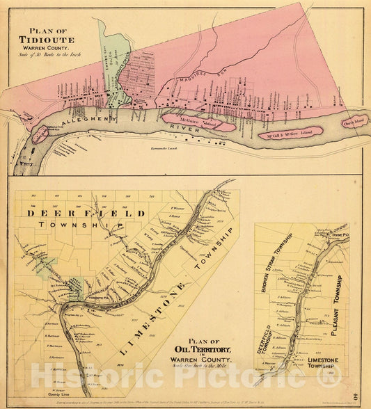Historic Map : Regional Atlas Map, Warren Co. oil territory. 1865 - Vintage Wall Art