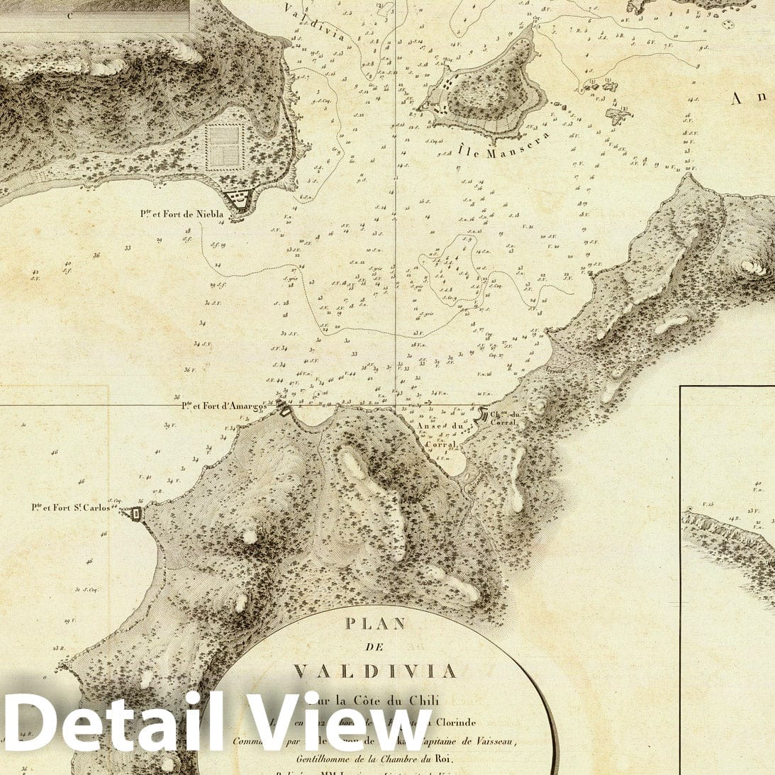 Valdivia, Chile - Nautical Chart, 1825 - Historical Map Print