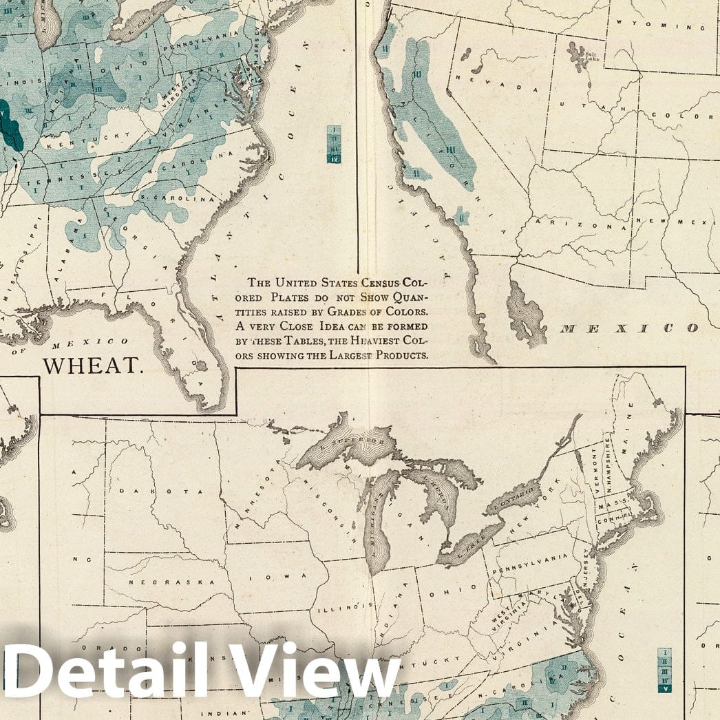 United States Agricultural Production Map, 1875 - Historical Atlas Print