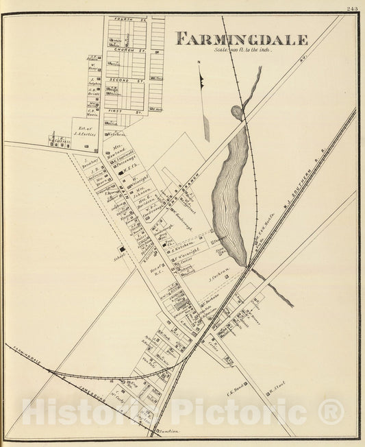 Historic Map : State Atlas Map, Farmingdale. 1878 - Vintage Wall Art