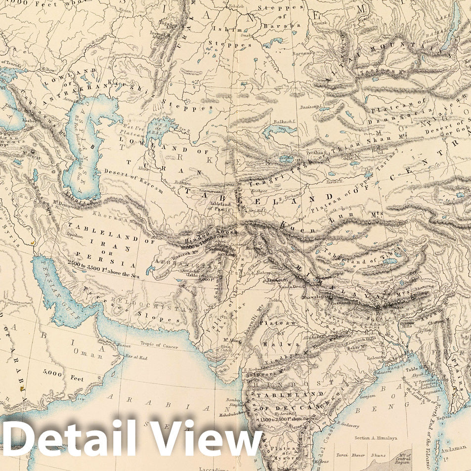 Europe and Asia - Physical Map, 1856 - Johnston's Physical Atlas