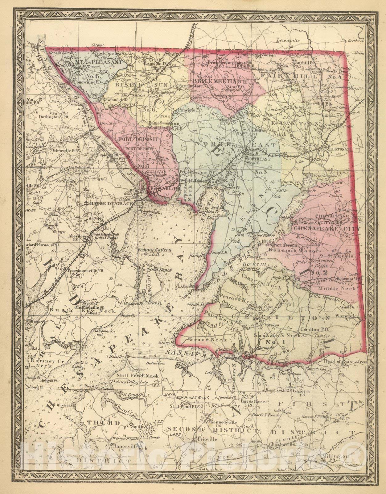 Historic Map : State Atlas Map, Cecil. 1866 - Vintage Wall Art