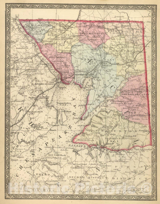 Historic Map : State Atlas Map, Cecil. 1866 - Vintage Wall Art