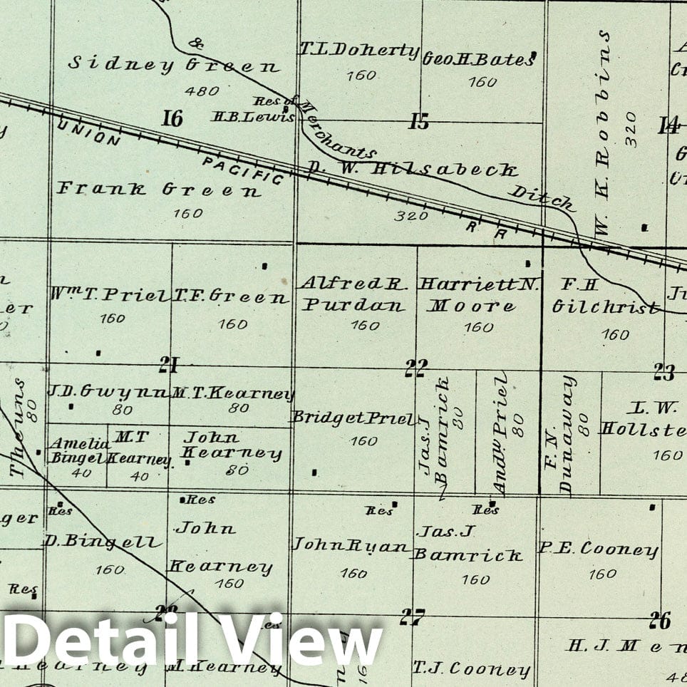 Historic Map : Dawson County Nebraska, County Atlas Map, Township 9 N. & Part of Township 8 N. Range XX W. 1904 - Vintage Wall Art
